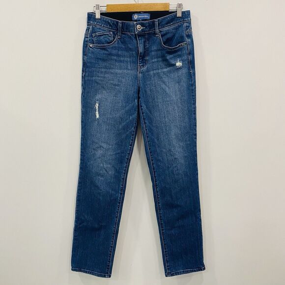 DEMOCRACY 6 "Ab"solution Mid Rise Straight Leg Medium Wash Denim Jeans Slimming - Picture 1 of 16